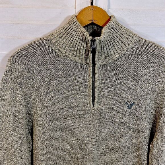 American Eagle Sweater Small Gray 1/4 Zip Pullover NWOT - Picture 3 of 11